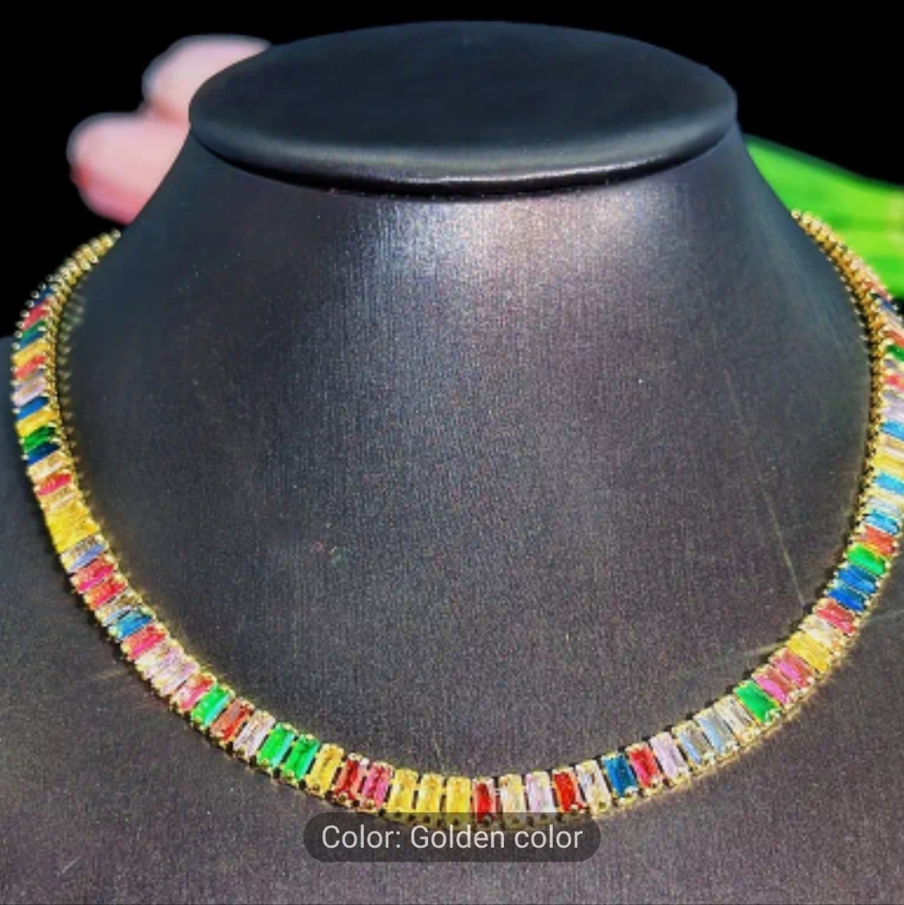 ❤️💛NEW❤️💛 STUNNING!! Rectangle Multi-Color GOLD Plated Necklace
